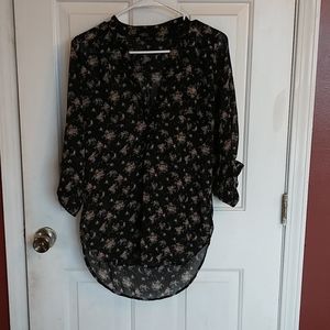 Black, floral shirt